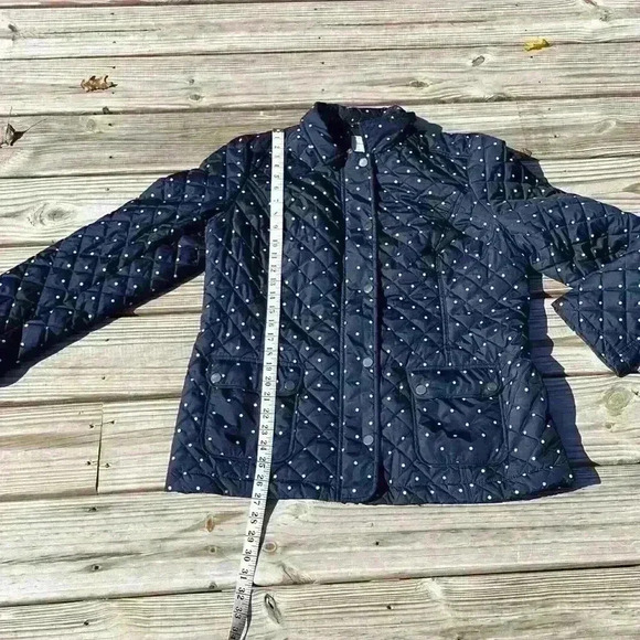 Charter Club polka dot quilted jacket with pockets zipper and button closure L - Picture 8 of 9